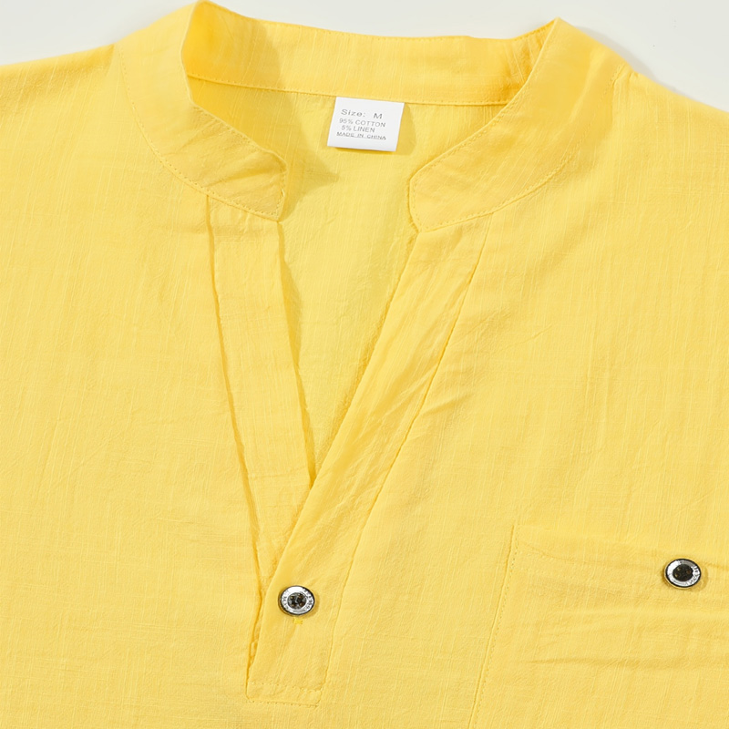 Men's Cotton Linen Henley Shir - đánh giá và giá Linen Shirt Breathable