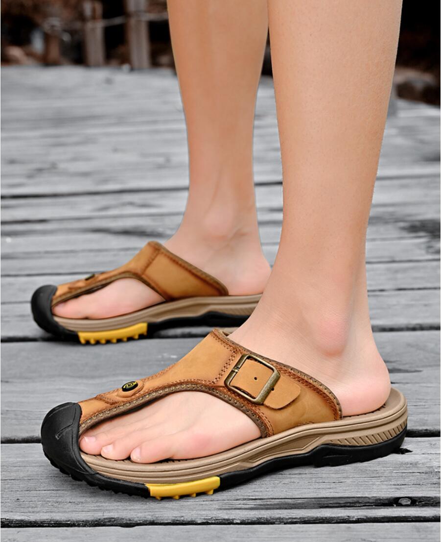 Genuine Leather Sandals Men Br - đánh giá và giá Flip Flop Leather Men