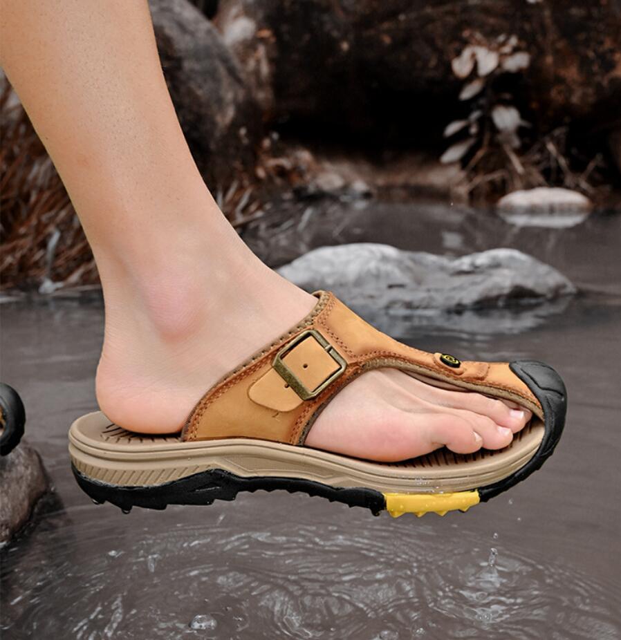 Genuine Leather Sandals Men Br - đánh giá và giá Flip Flop Leather Men