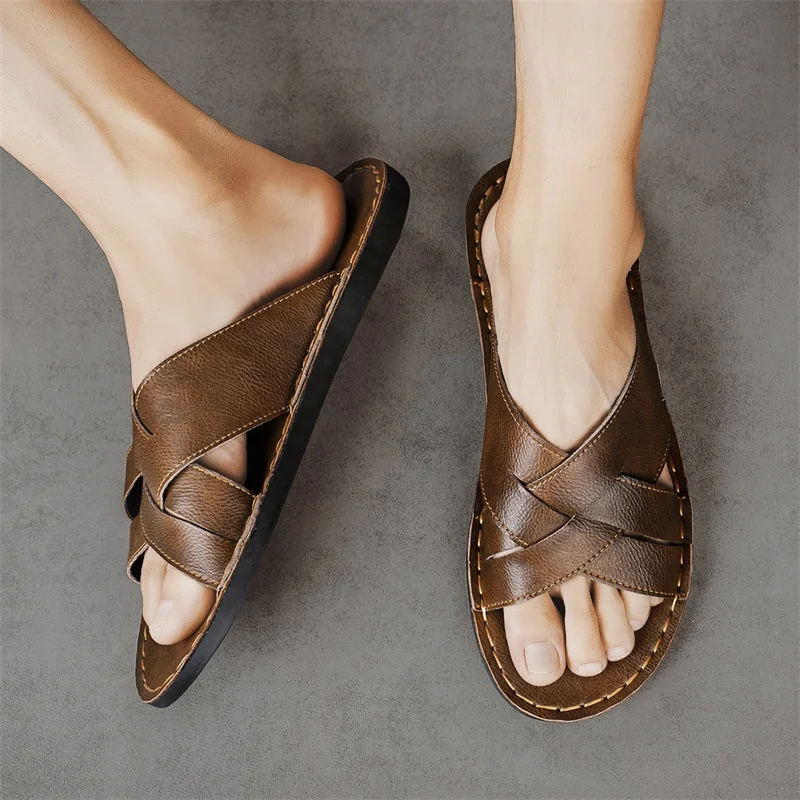 Genuine Leather Men Casual San - đánh giá và giá Flip Flop Leather Men