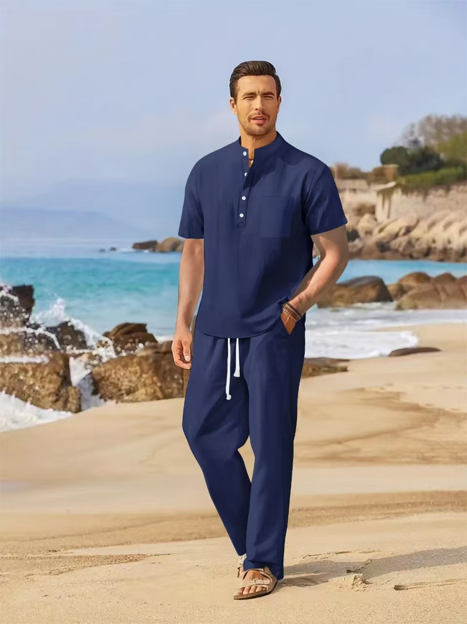 Summer men's cotton and linen  - đánh giá và giá Short Linen Drawstring