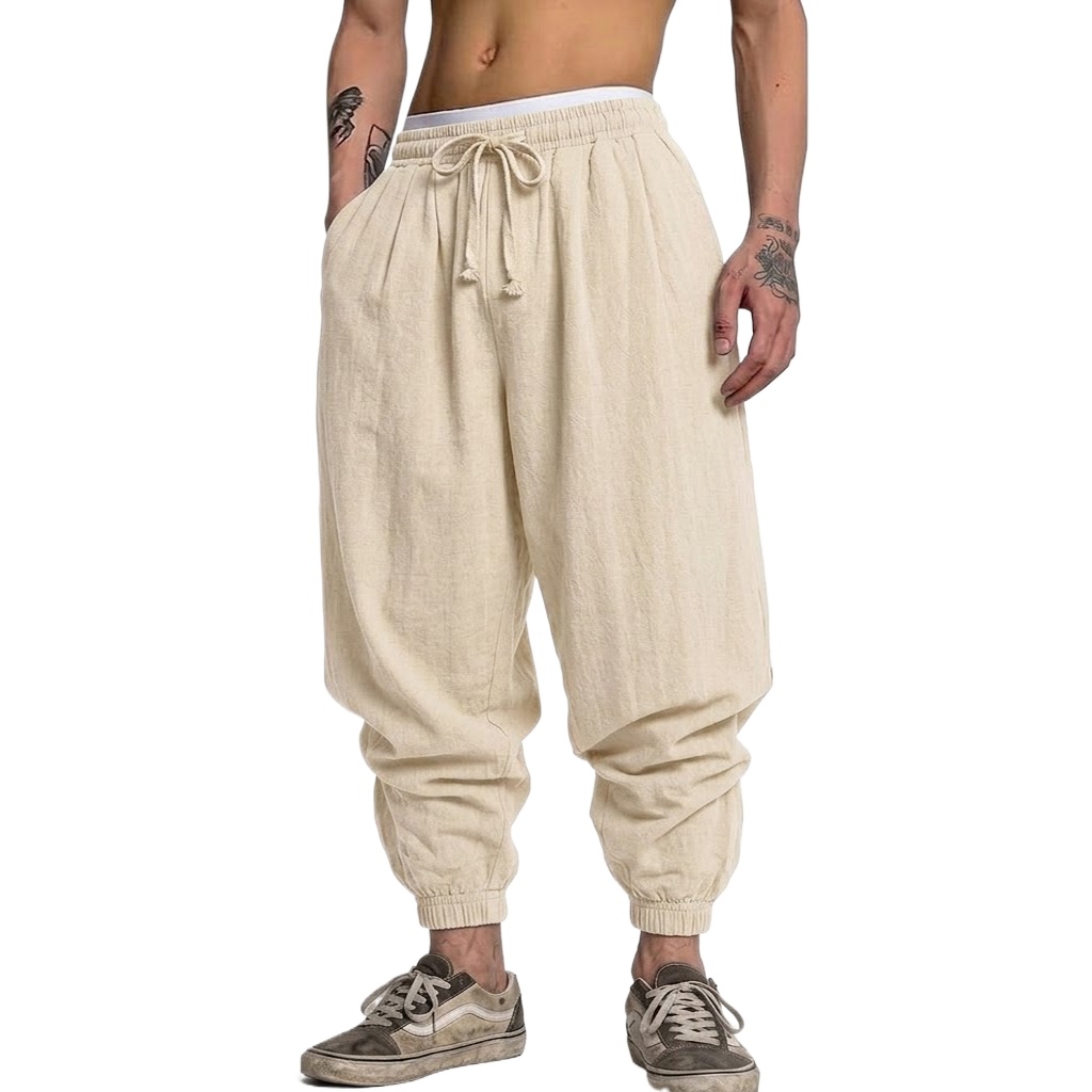 Korean Cotton Linen Trousers A - đánh giá và giá Short Linen Drawstring