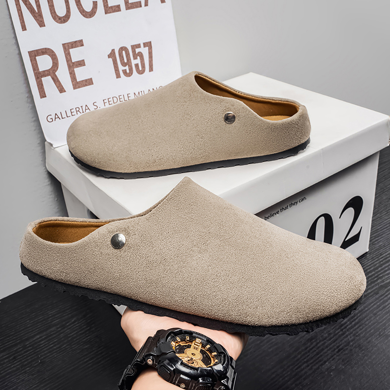 Men Suede Leather Slippers Mul - đánh giá và giá Flip Flop Leather Men