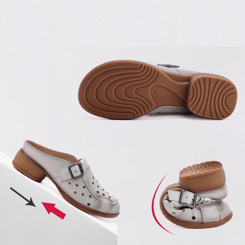 New Cow Leather Low Heel Sanda - đánh giá và giá Casual Sandal Leather