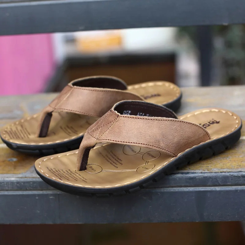 Roma Retro Man Slipper Solid C - đánh giá và giá Flip Flop Leather Men