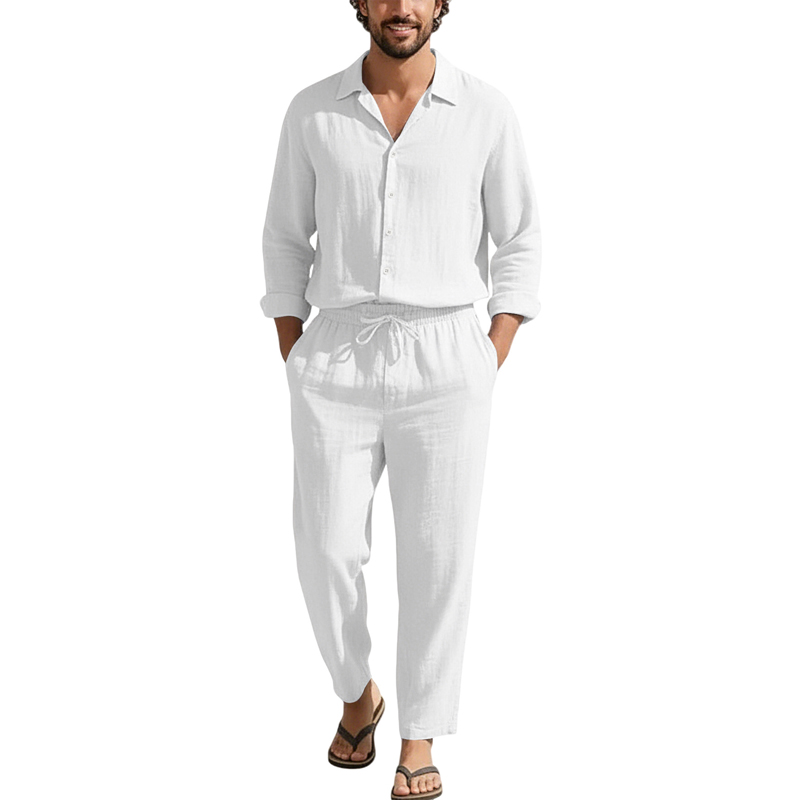 Spring Summer Linen Casual Set - đánh giá và giá Linen Shirt Breathable